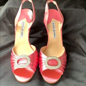 Manolo Blahnik “Sedarby” slingbacks in pink